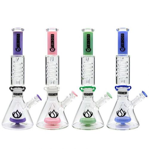 Social Glass FURION Freezable Cone Perc Beaker Waterpipe