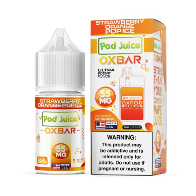 Pod Juice x OXBAR Salt E-Liquid 30mL Strawberry Orange Pop Ice